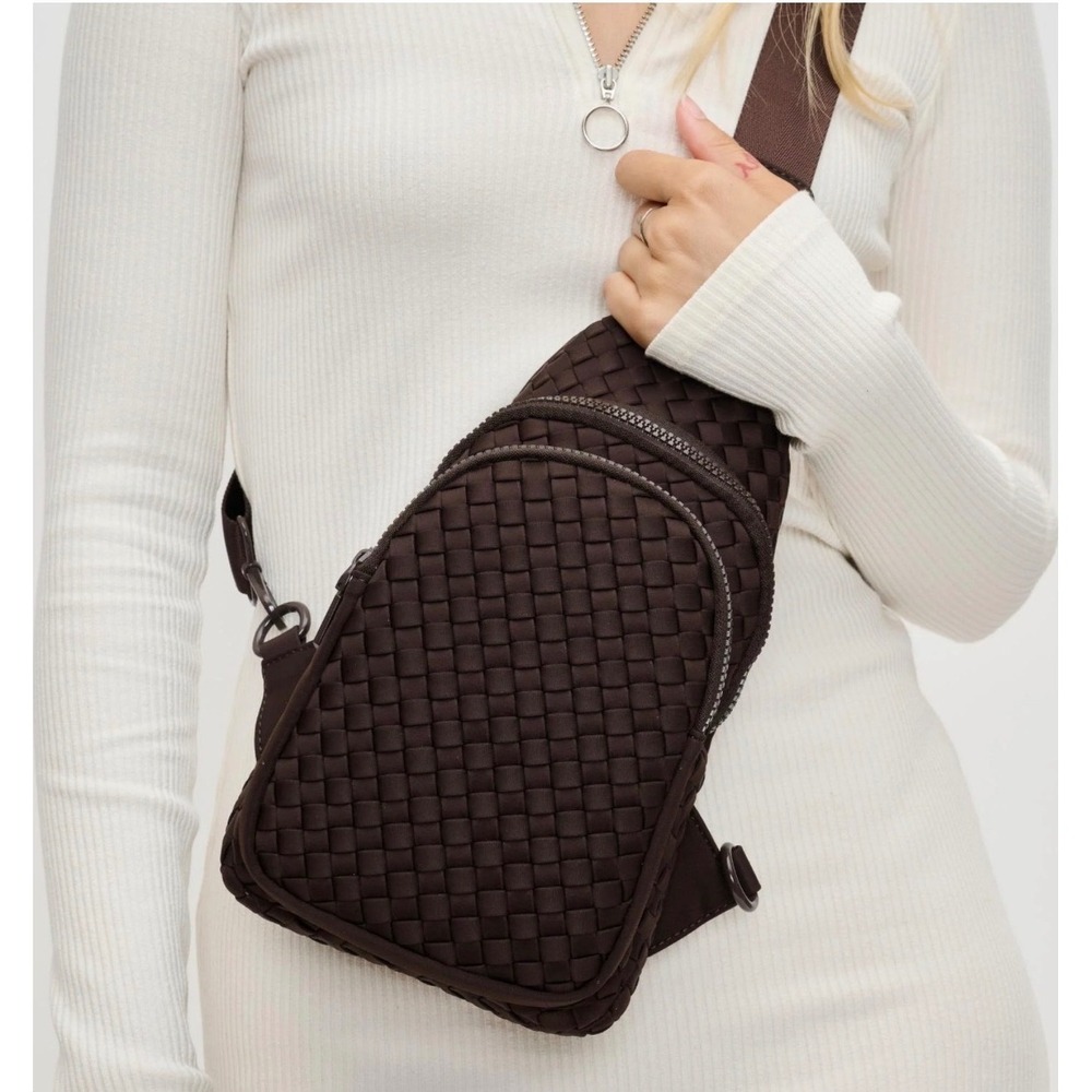 Sol and Selene Beyond the Horizon Sling Backpack Black Woven Crossbody Bag